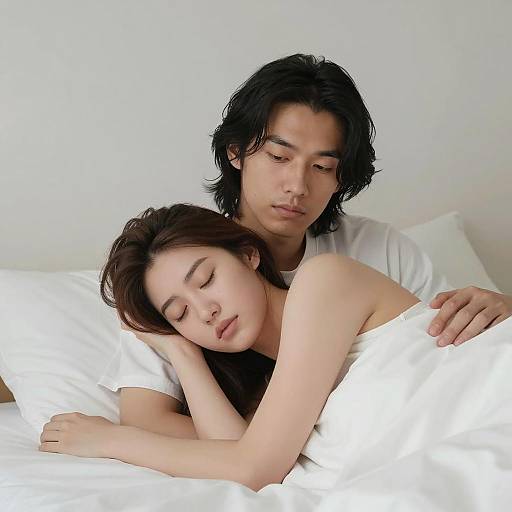 Couple Embracing in Bed