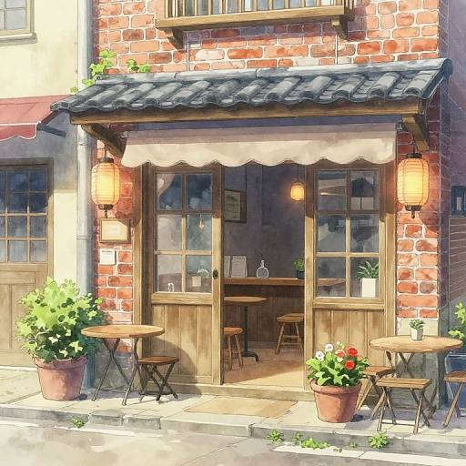 Charming Rustic Anime Cafe Scene