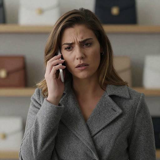 Concerned Woman Talking on Phone