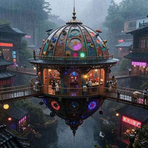 Biomechanical Observatory in Neon Bazaar