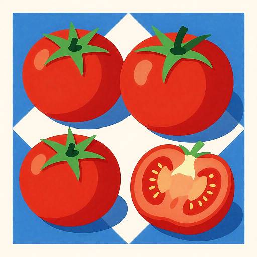 Retro Style Illustration of Fresh Tomatoes