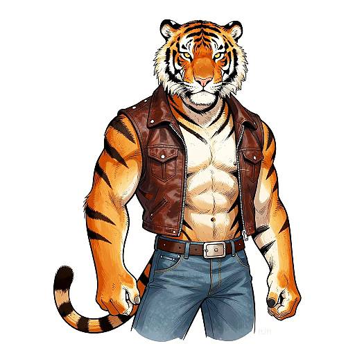 Stylized Anthropomorphic Tiger Portrait