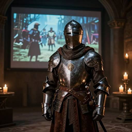 Medieval Warrior with 80s Fantasy Screen