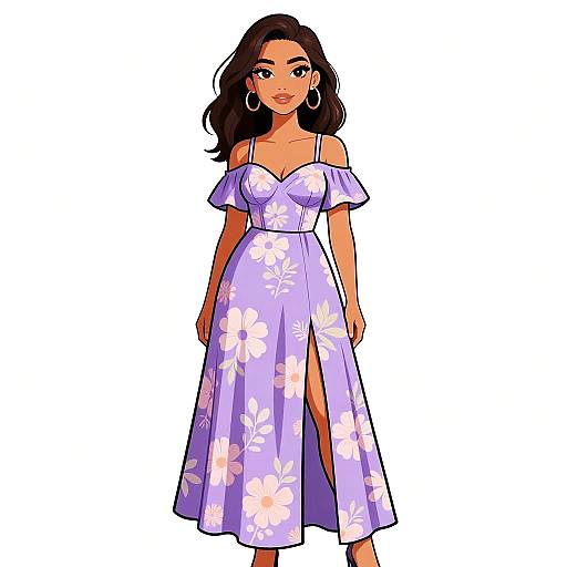 Boho Chic Woman in Floral Maxi Dress