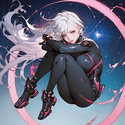 Galactic Girl in Neon Bodysuit