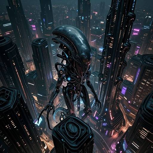 Futuristic Bio-Mechanical Cityscape