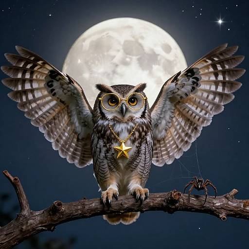 Majestic Owl Under Moonlit Sky