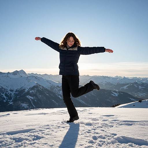Dancing Woman on Snowy Mountain Peak