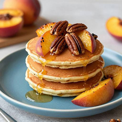 Grilled Peach Pecan Pancake Stack