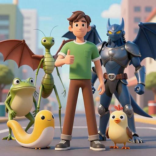 CGI Group of Anthropomorphic Animals with Human