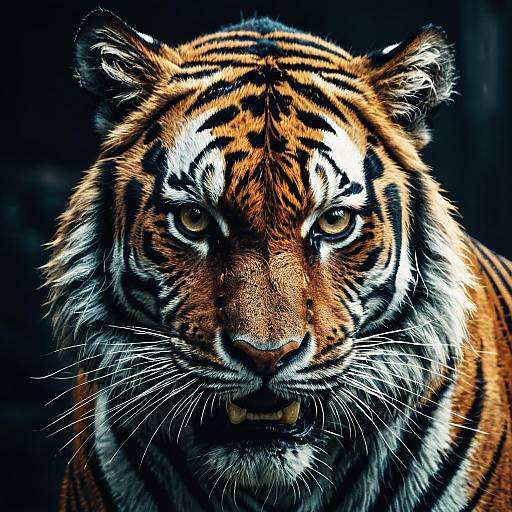 Intense Stare of Male Tiger Close-Up