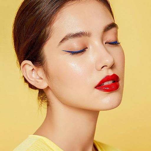 Elegant Woman with Glossy Red Lips