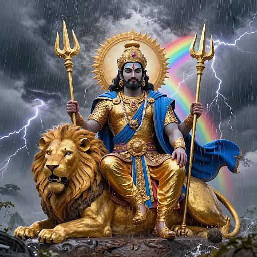 Majestic Indra on Golden Lion