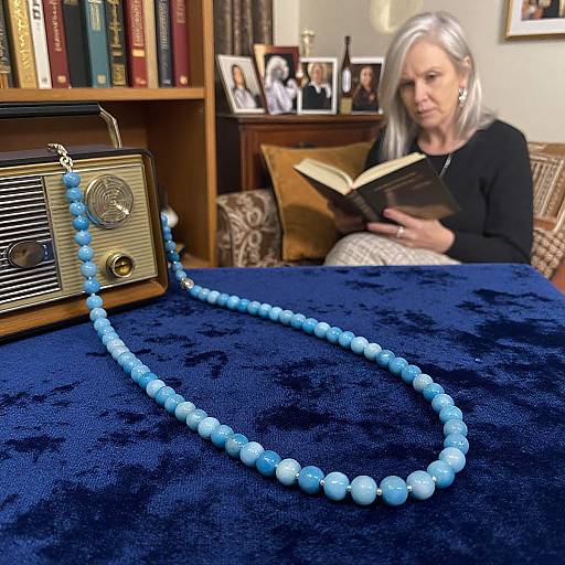 Cozy Scene with Blue Chip Necklace