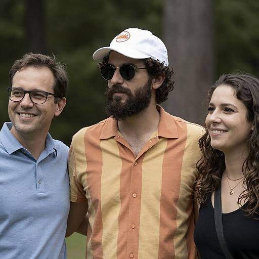 Outdoor Group Photo with Bearded Man