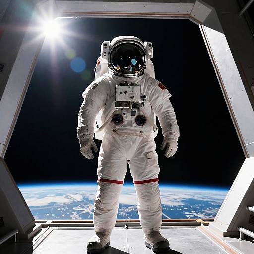 Astronaut Stands Before Majestic Space Station