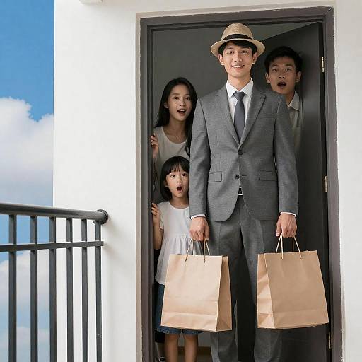 Family Surprise at the Door