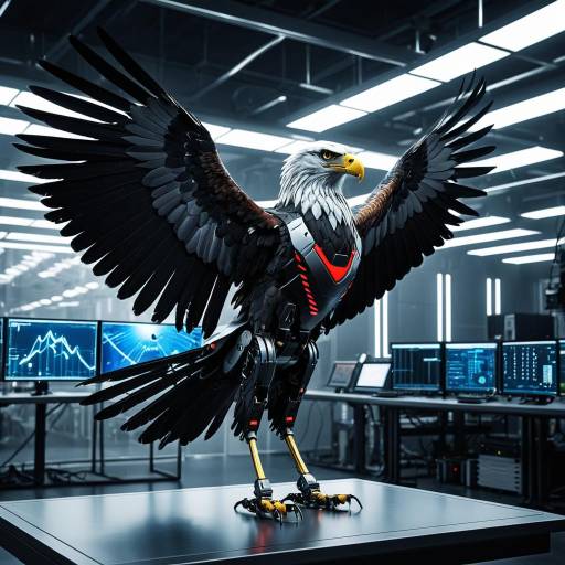 Futuristic Robotic Eagle in Tech Lab