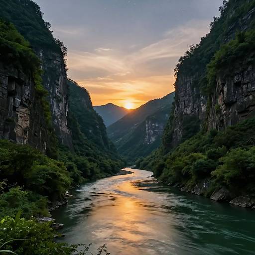 Serene River Valley at Sunset