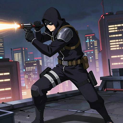 Neon Assassin in Futuristic City