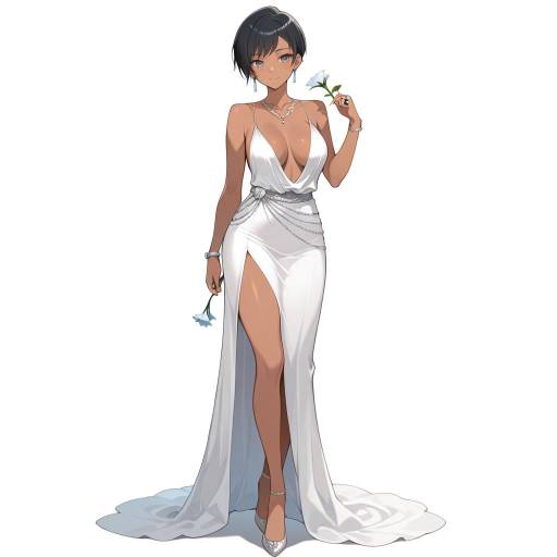 Elegant Woman in White Evening Gown Elegant Woman in White Evening Gown