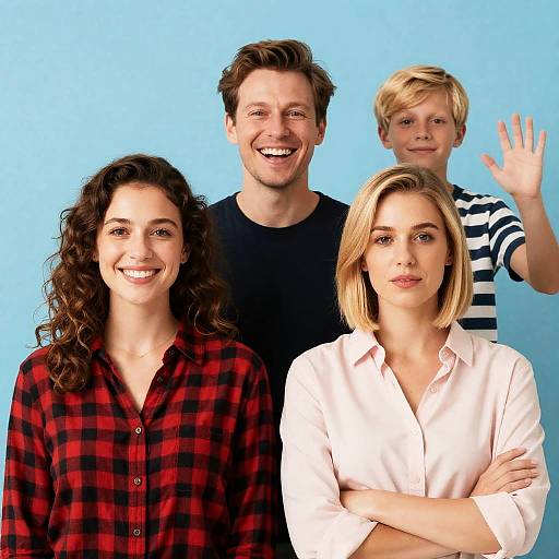 Group Photo with Blue Gradient Background