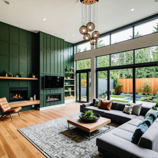 Modern Eco-Friendly Living Room with Green Accent Wall