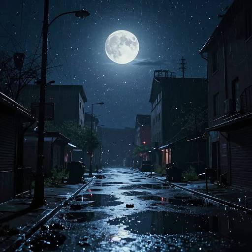 Cyberpunk Moonlit Urban Nightscape