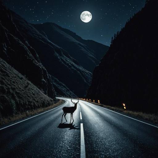 Suspenseful Nighttime Deer Encounter Suspenseful Nighttime Deer Encounter