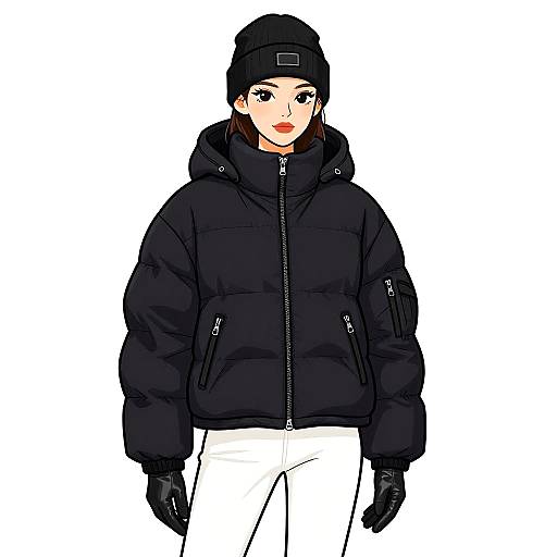 Sporty Winter Woman with Puffer Jacket