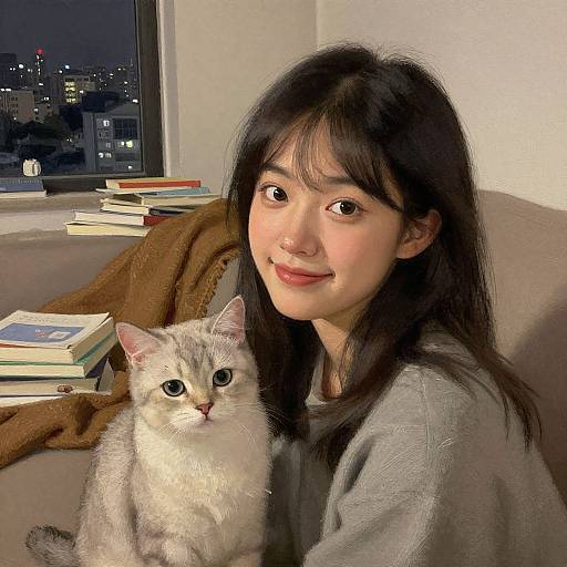 Warm Pastel Portrait with Cozy Scene