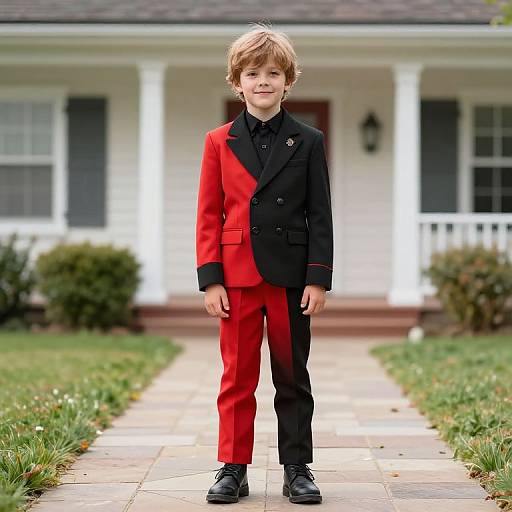 Tudor Boy in Red and Black Outfit