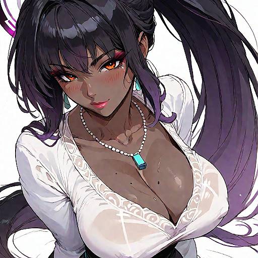 Cute Dark-Skinned Anime Girl in Dress