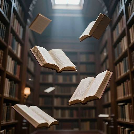 Ethereal Library with Floating Books