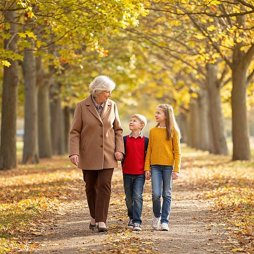 Autumn Stroll with Children