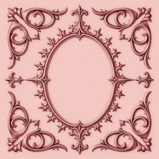 Intricate Gothic Scrollwork on Blush