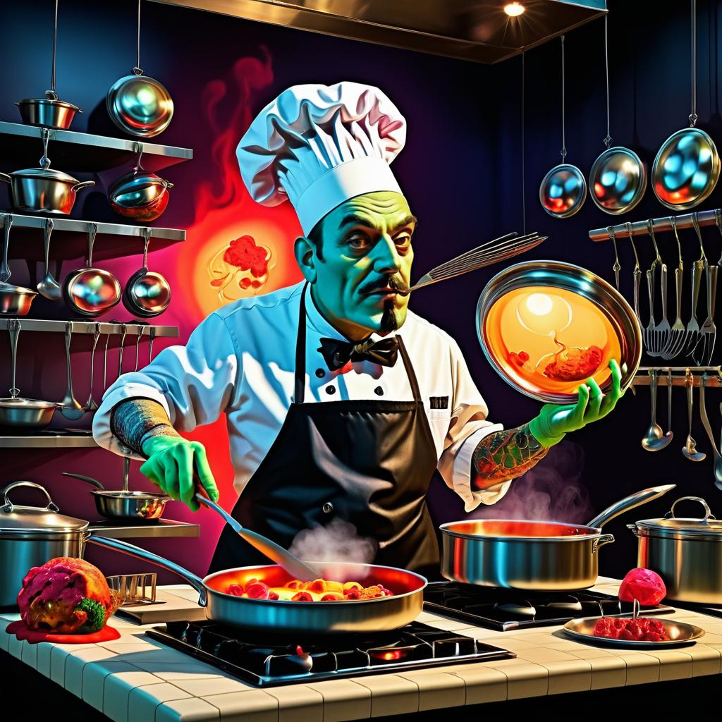 Surreal Zombie Chef in Dark Humor