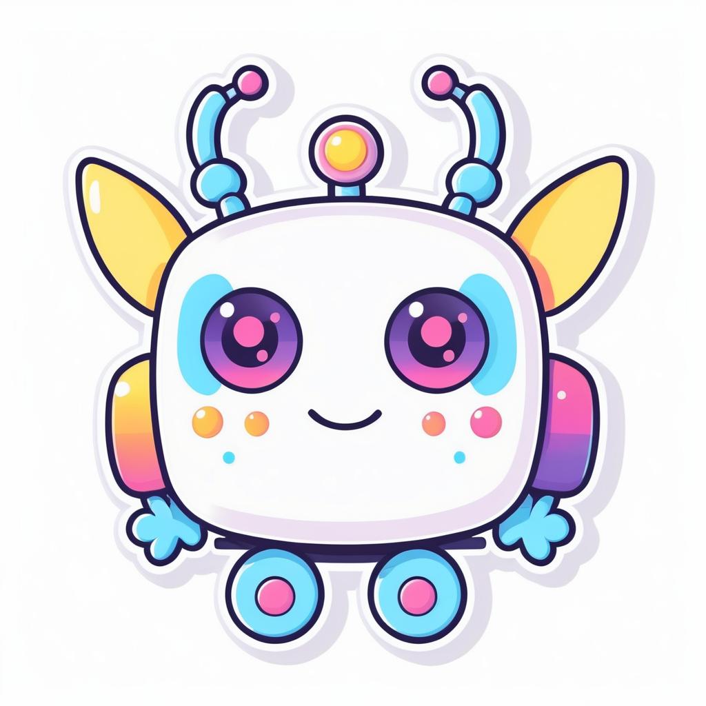 Charming Kawaii Robot Die-Cut Sticker