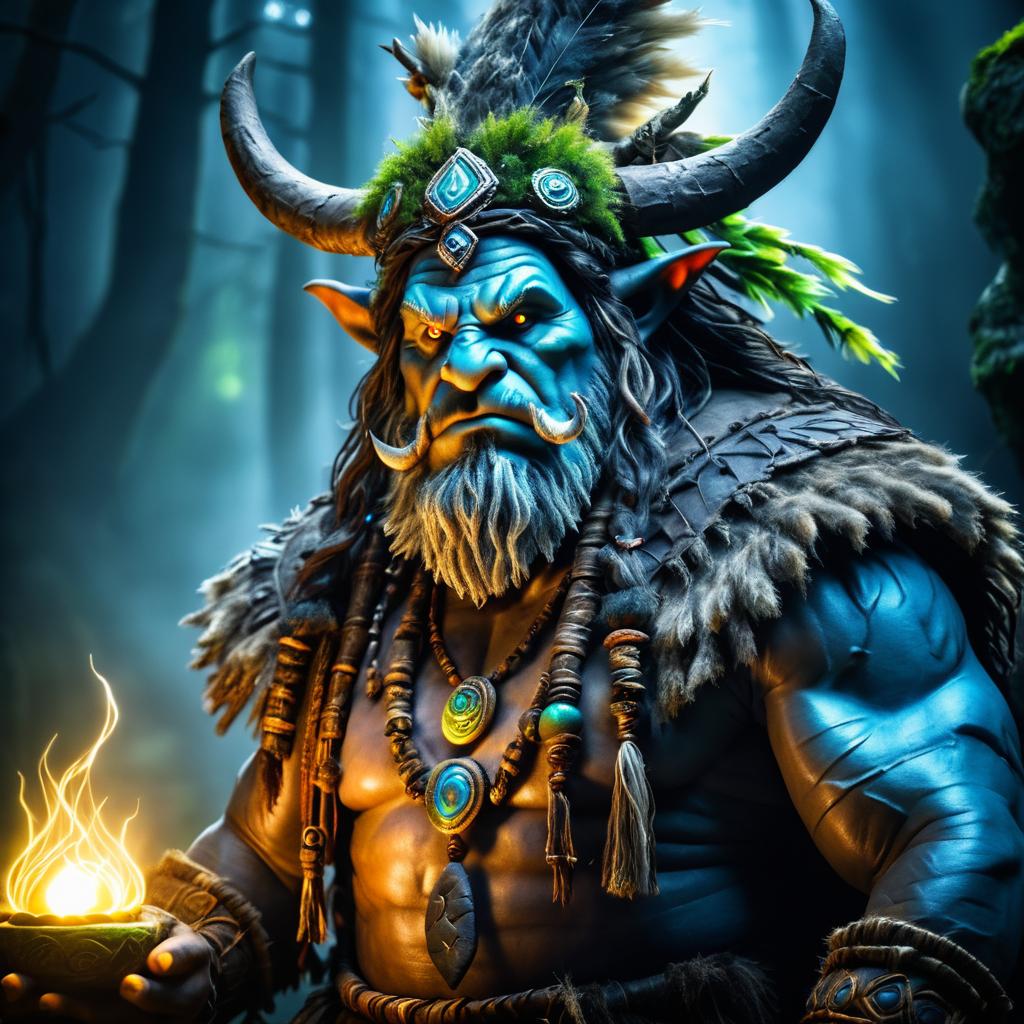 Enchanting Ogre Shaman in Magical Realm