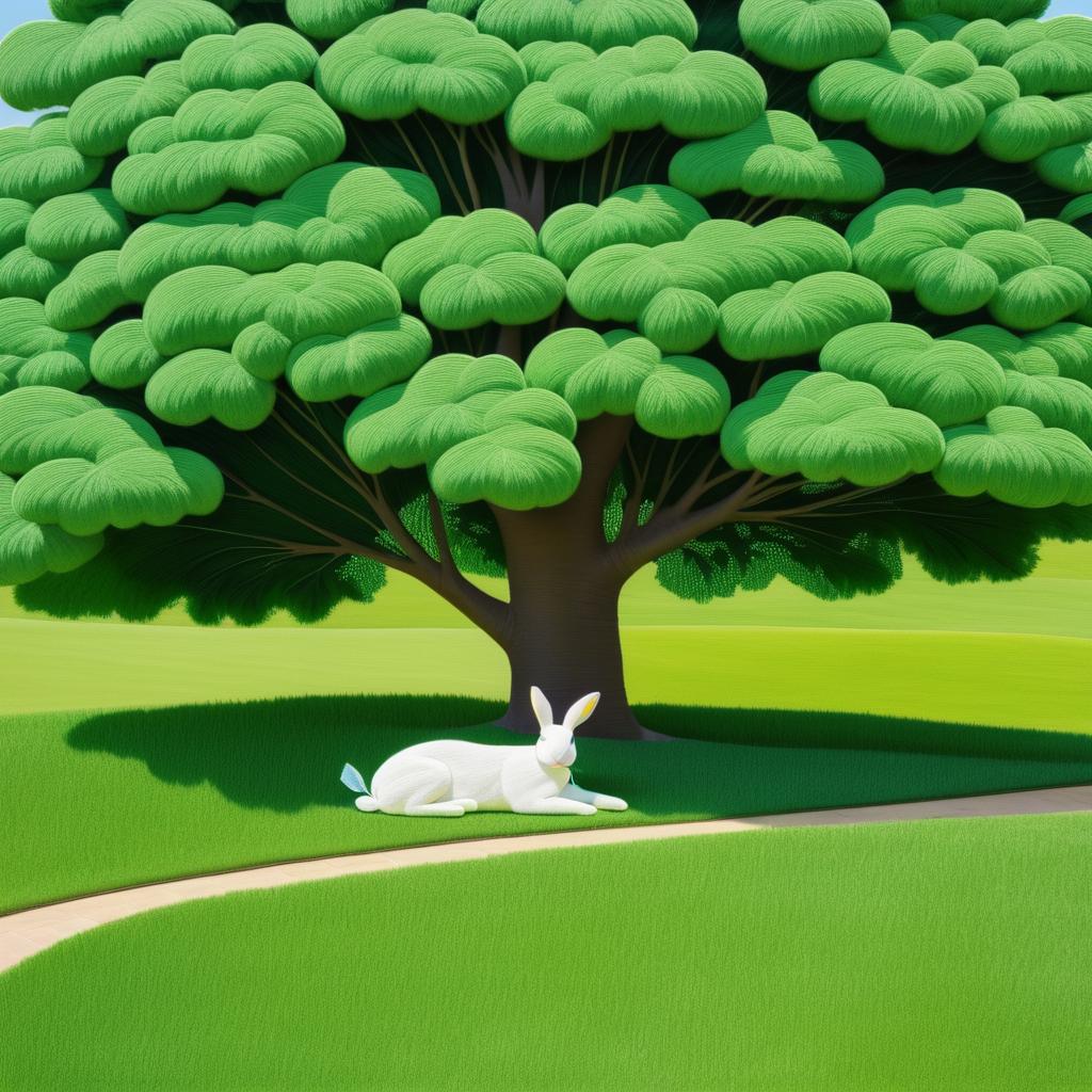 Playful Rabbit Under the Tree of Life