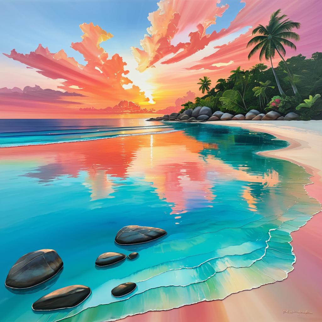 Vivid Seychelles Sunset Serenity Artwork