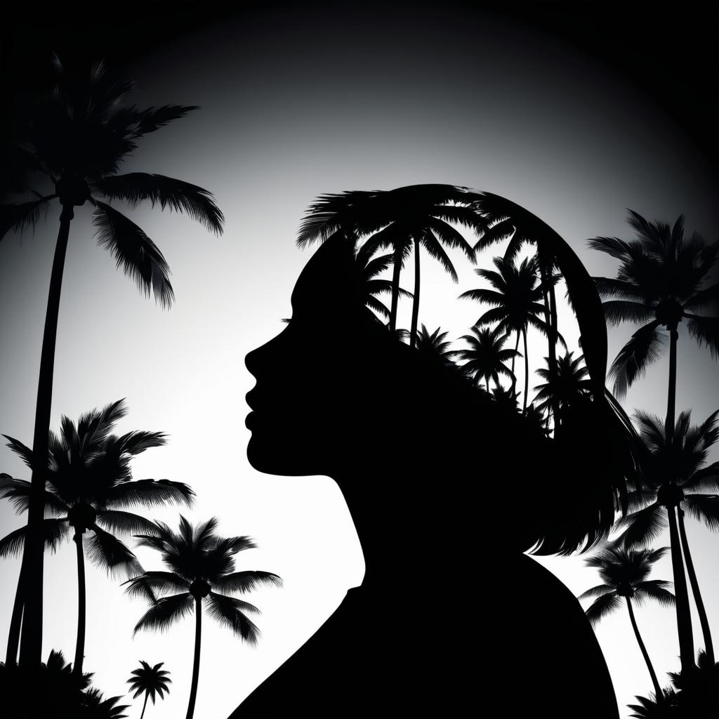 Elegant Double Exposure Woman Silhouette