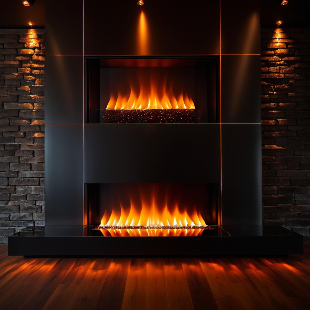 Elegant Flames in a Dark Fireplace