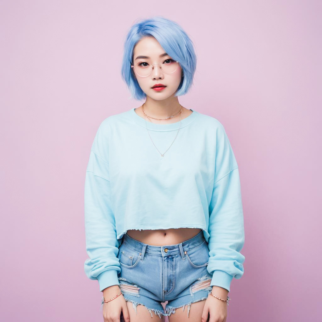 Indie Girl in Pastel Fashion Photoshoot