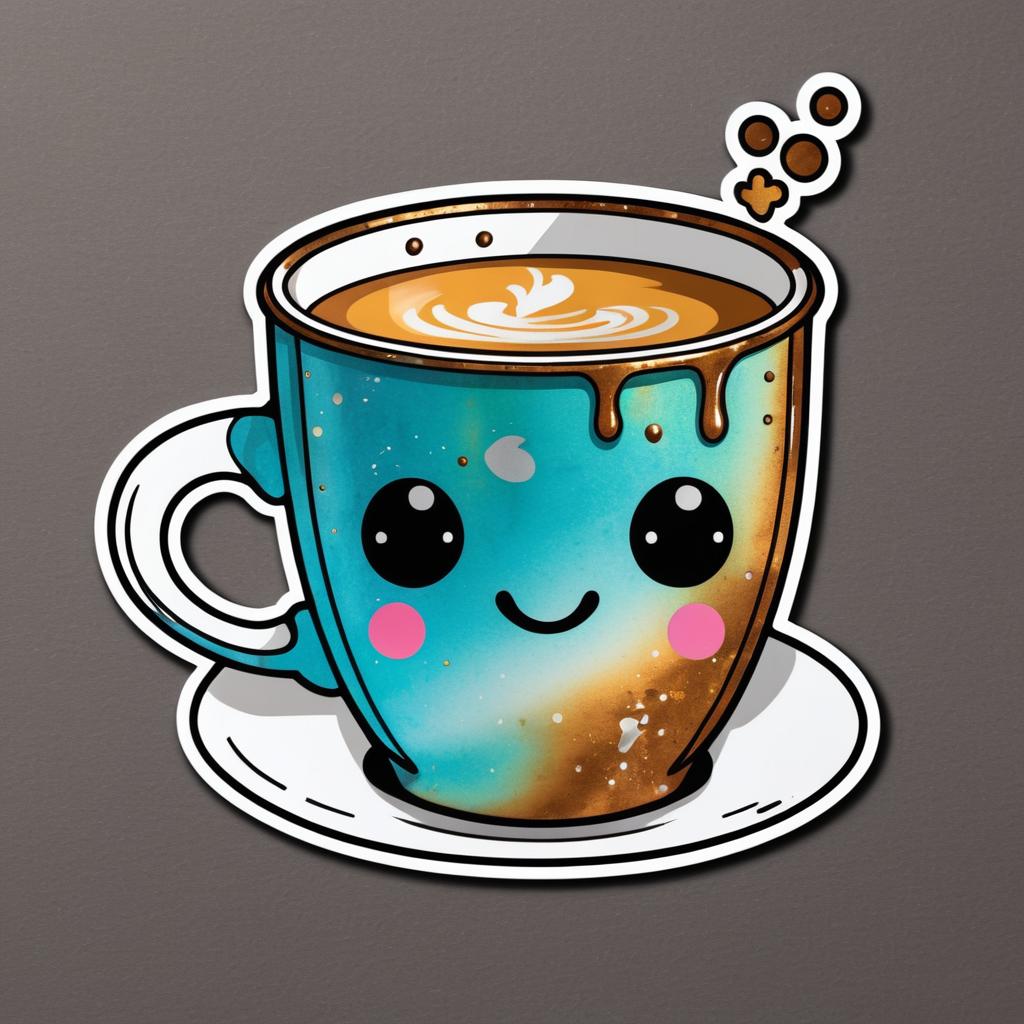 Kawaii Coffee Cup Cartoon Character