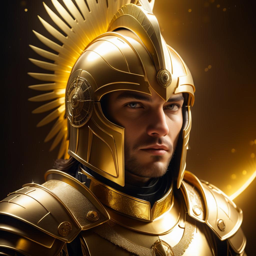 Futuristic Knight in Golden Armor Portrait