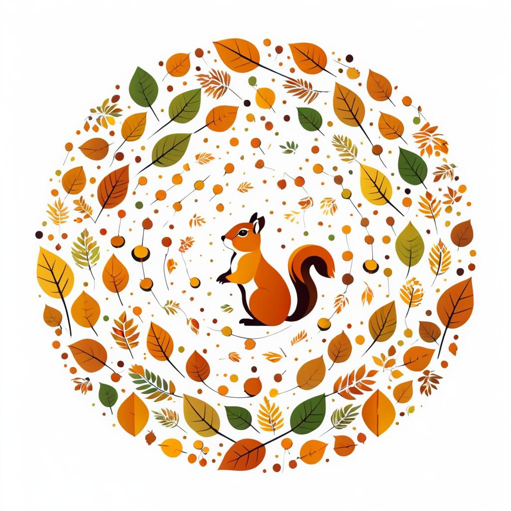 Autumn Squirrel in Geometric Harmony