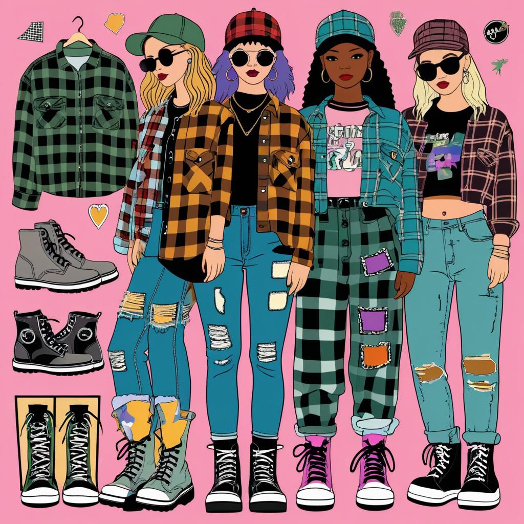 90s Grunge Fashion Clipart Collection