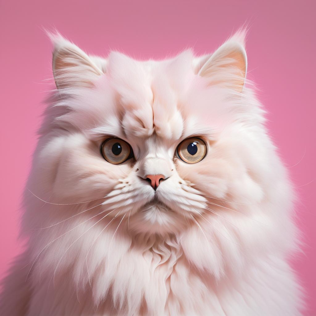 Stunning Persian Cat Portrait in Pink