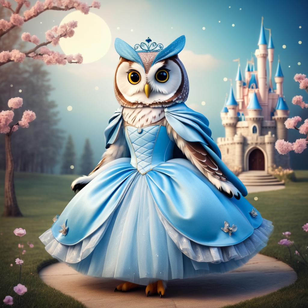 Whimsical Owl in Cinderella Costume